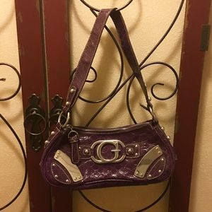 Guess purple and silver purse